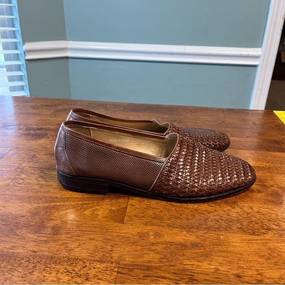 Martin Dingman men’s Made in Italy brown leather woven loafers size 11 - Picture 7 of 11